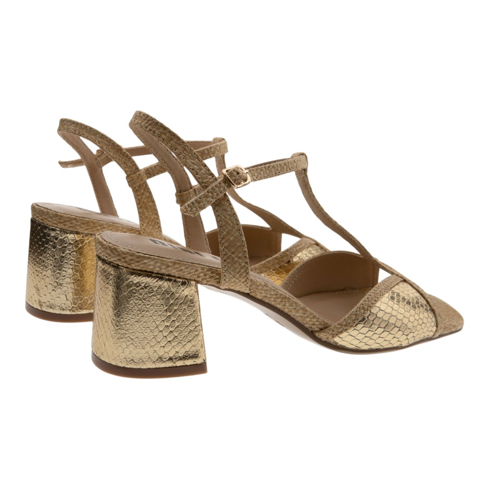 Sandalias doradas tacon cuadrado Bibilou foto 4