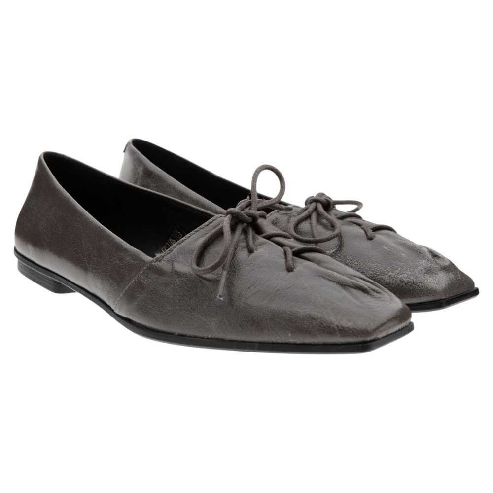 Bailarinas piel gris cordón Gaimo Anais