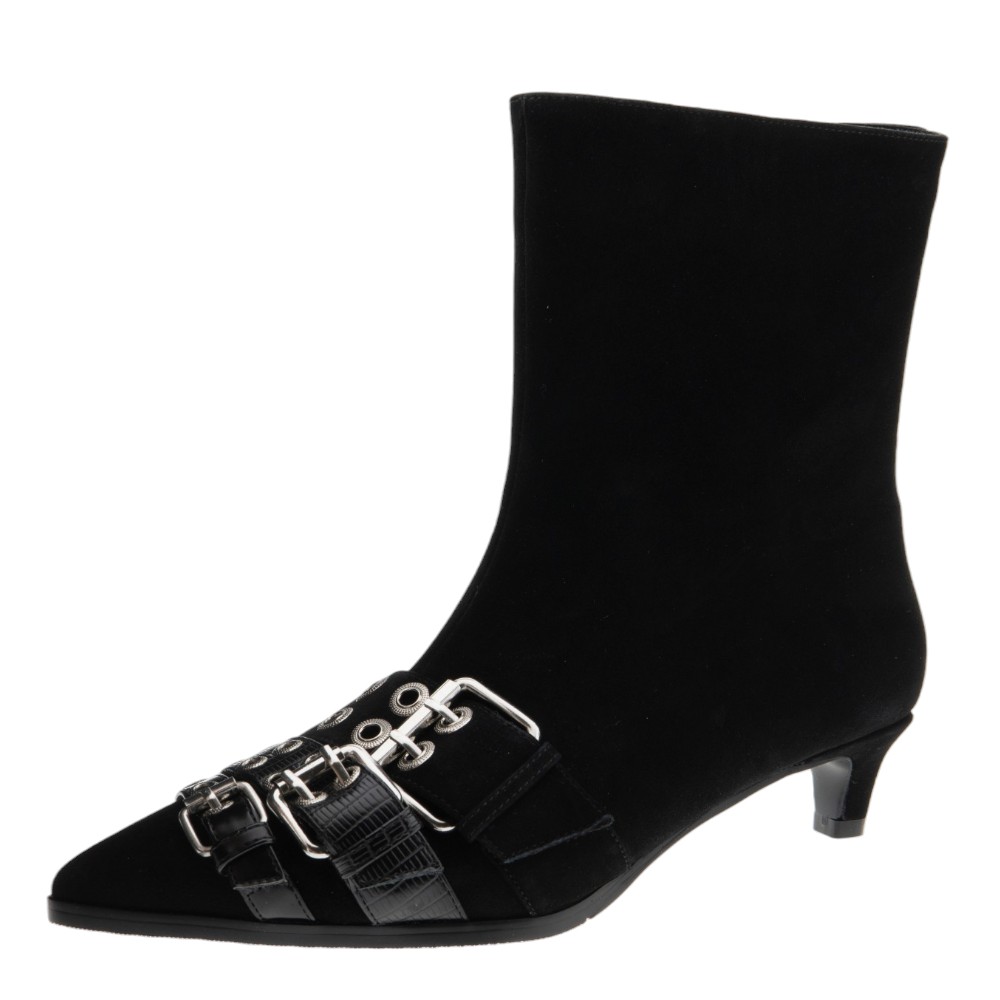Botines punta y tacón bajo negros hebillas Noa Harmon | Carrilé foto 3