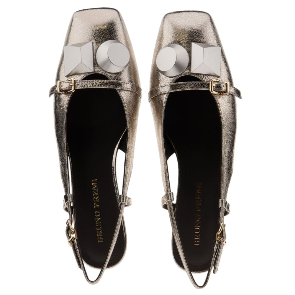 Zapatos dorados tacón destalonados Bruno Premi foto 2