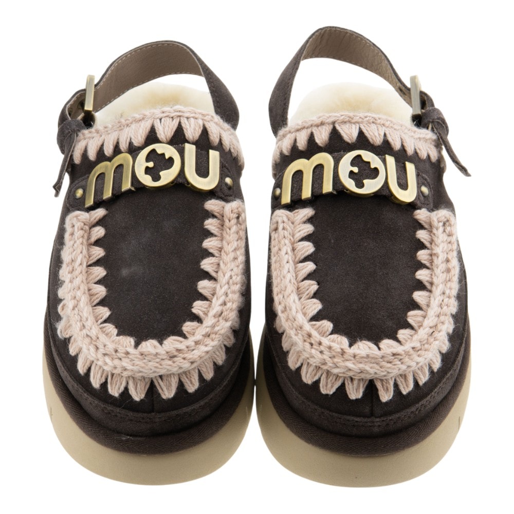 Zuecos forrados de cordero Mou en marrón y camel foto 2