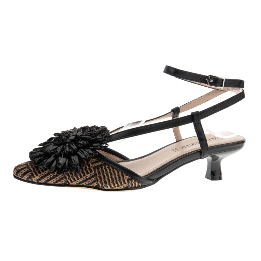 Zapatos rafia tacon flor y hebilla Cafenoir foto 3