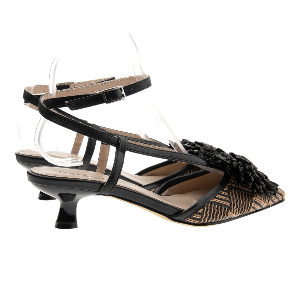 Zapatos rafia tacon flor y hebilla Cafenoir foto 4
