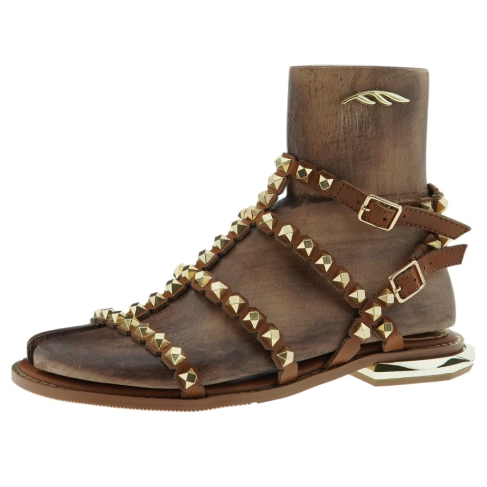 Sandalias Romanas CafèNoir Tachuelas Doradas | Carrile foto 3