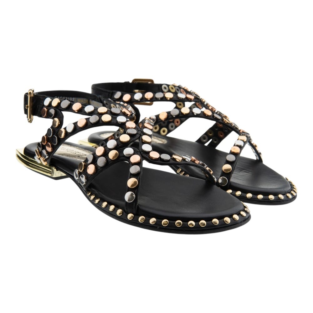 Sandalias Romanas Mujer Piel Tachuelas Metálicas Cafenoir C1GF2102