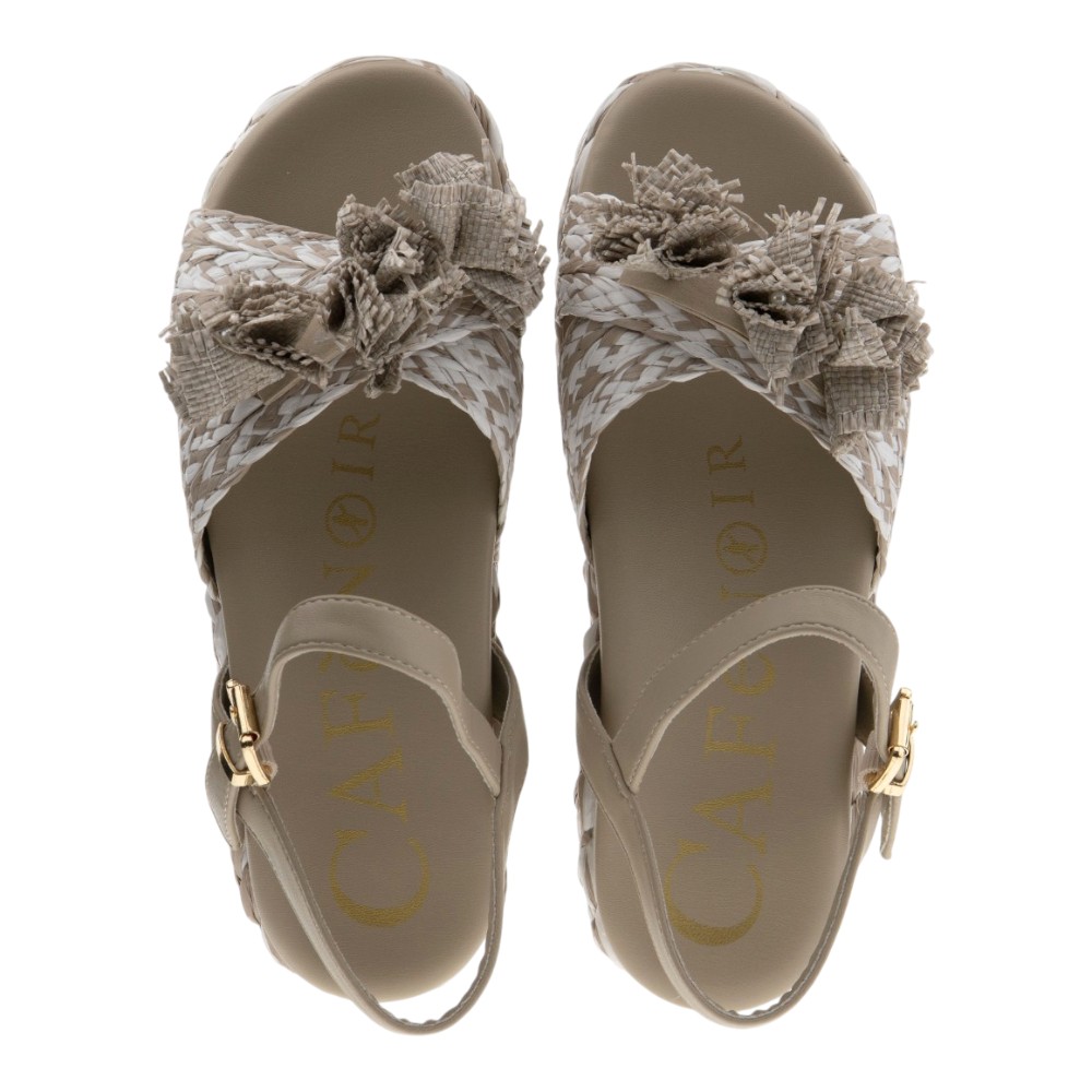 Sandalias plataforma taupe pompones Cafenoir foto 2