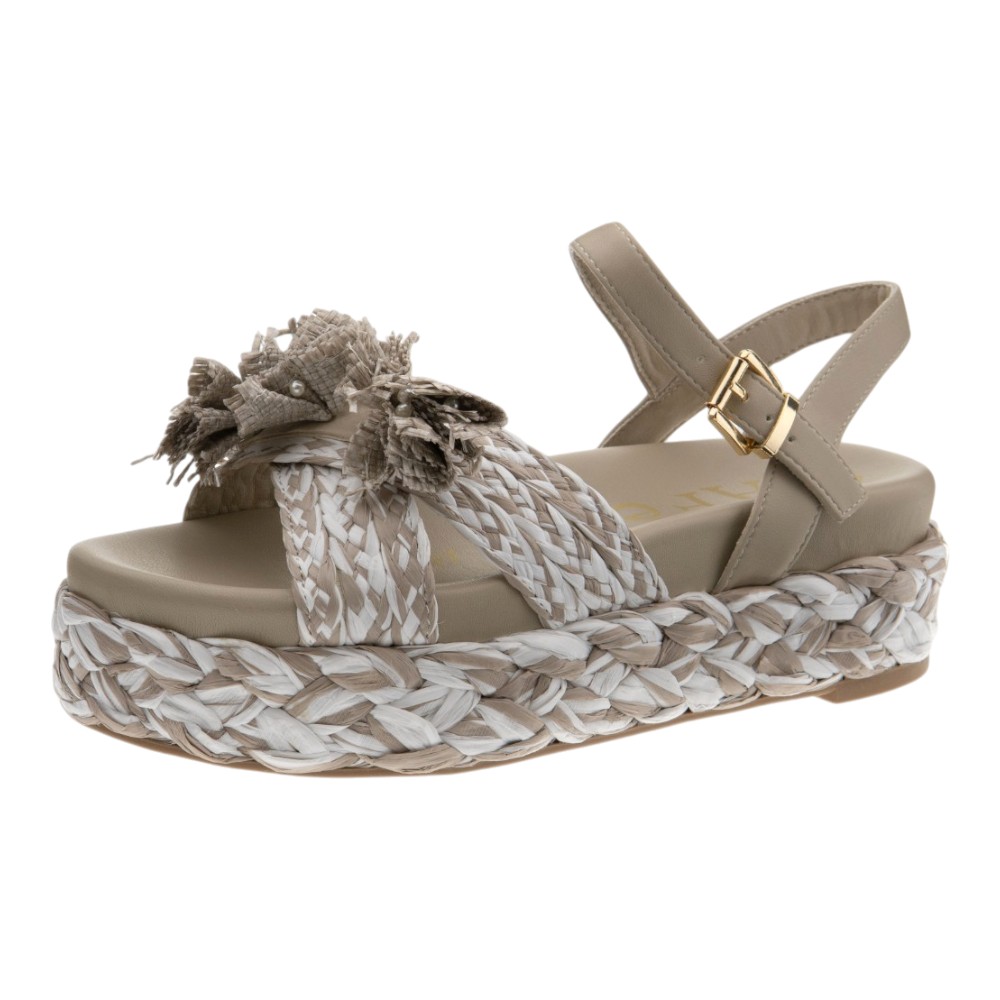 Sandalias plataforma taupe pompones Cafenoir foto 3