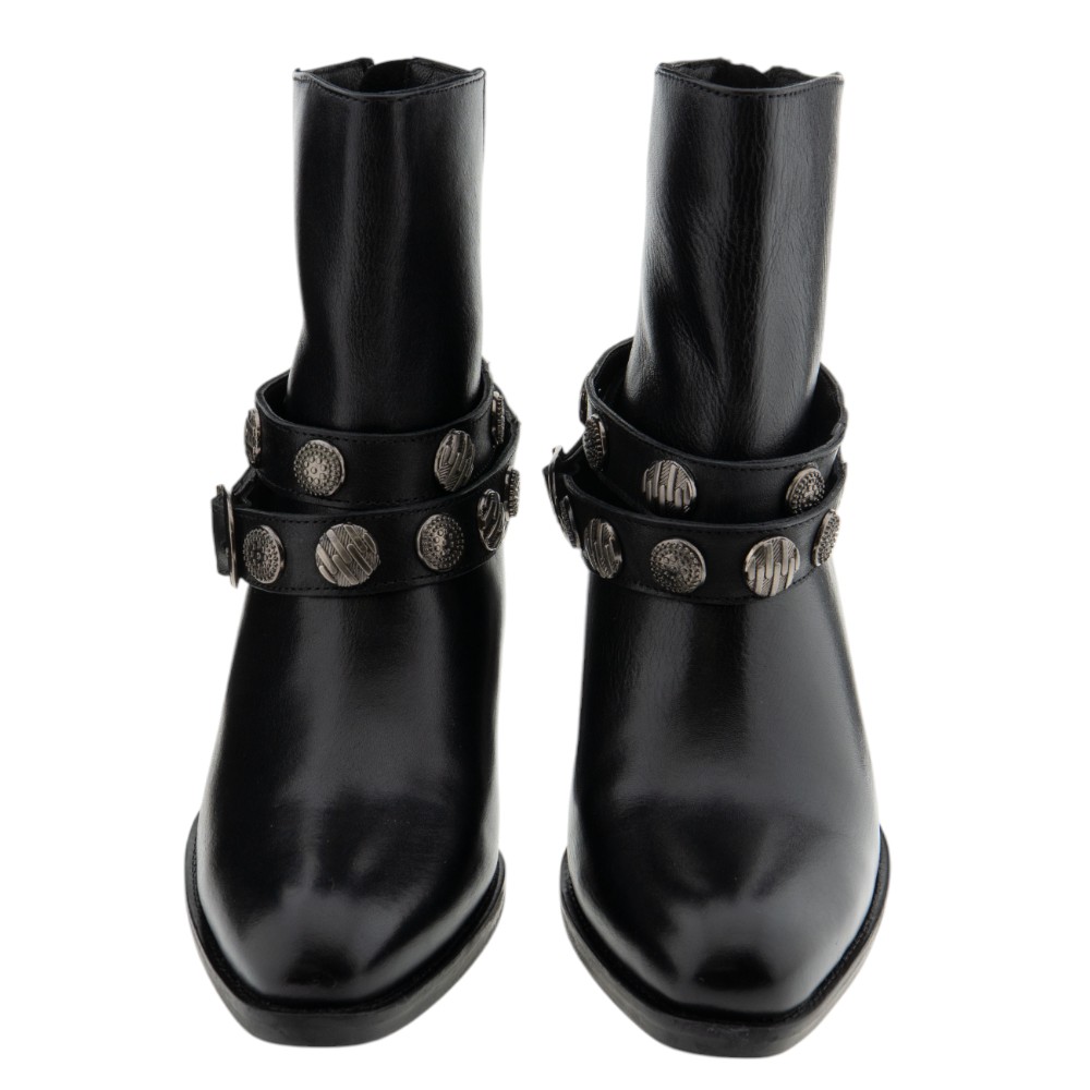 Botines negros cowboy de piel – CafèNoir foto 2