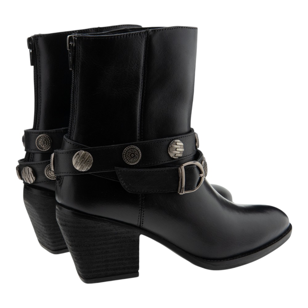 Botines negros cowboy de piel – CafèNoir foto 4