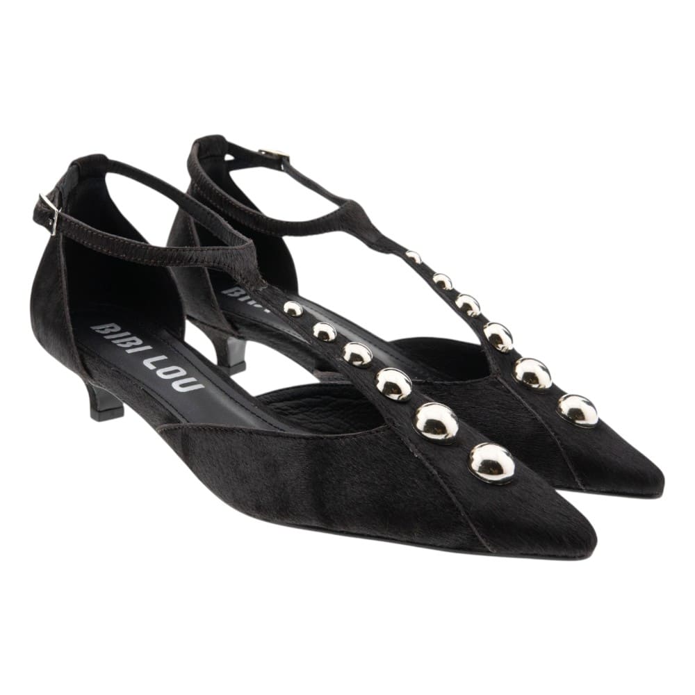 Zapato tacón piel potro tachas Bibilou Carrina Pumps 35