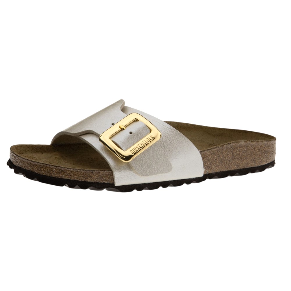 Sandalias planas mujer Birkenstock metalizadas con hebilla dorada | Carrilé foto 3