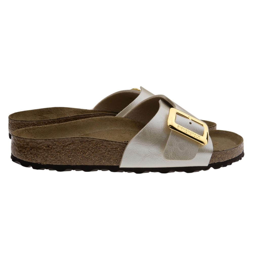 Sandalias planas mujer Birkenstock metalizadas con hebilla dorada | Carrilé foto 4