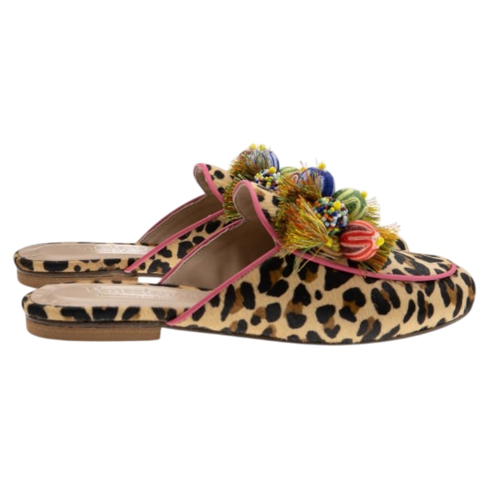 Mules leopardo borlas multicolor Venezianas foto 4