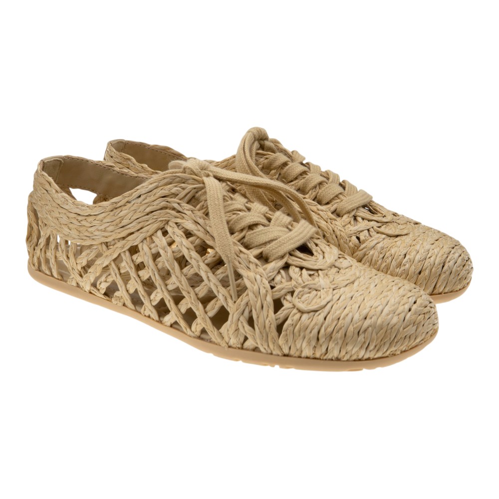 Zapatillas mujer rafia natural cordones Palomitas Cora