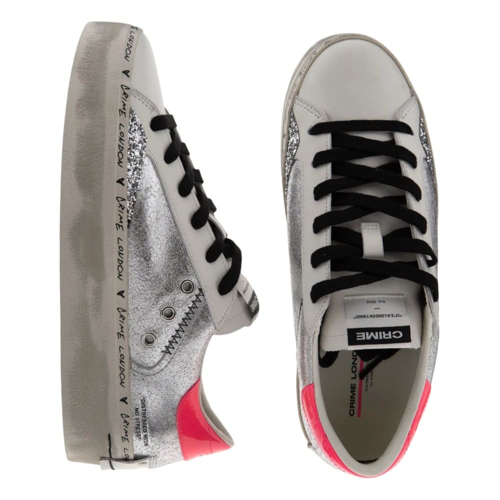 Zapatillas plataforma plateadas y blancas Crime London foto 2