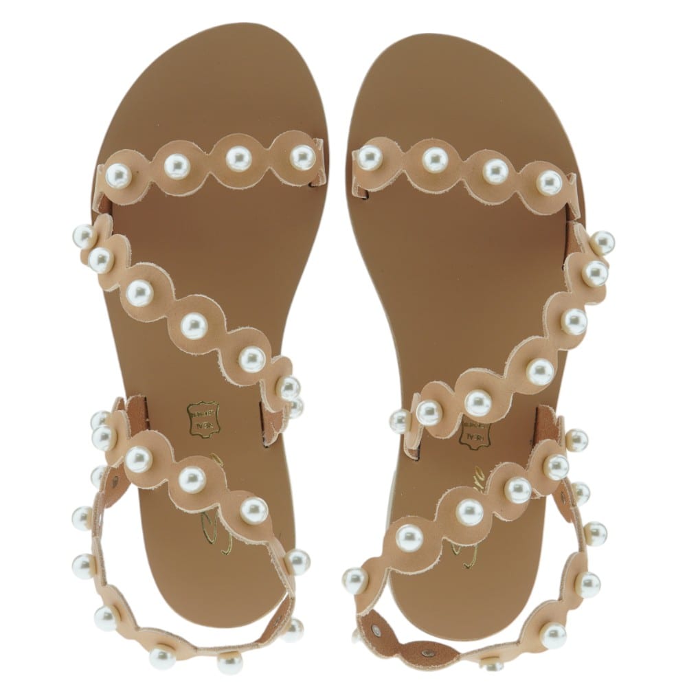 Sandalias Griegas S. Piero Adornos Perlas Natural | Carrile foto 2