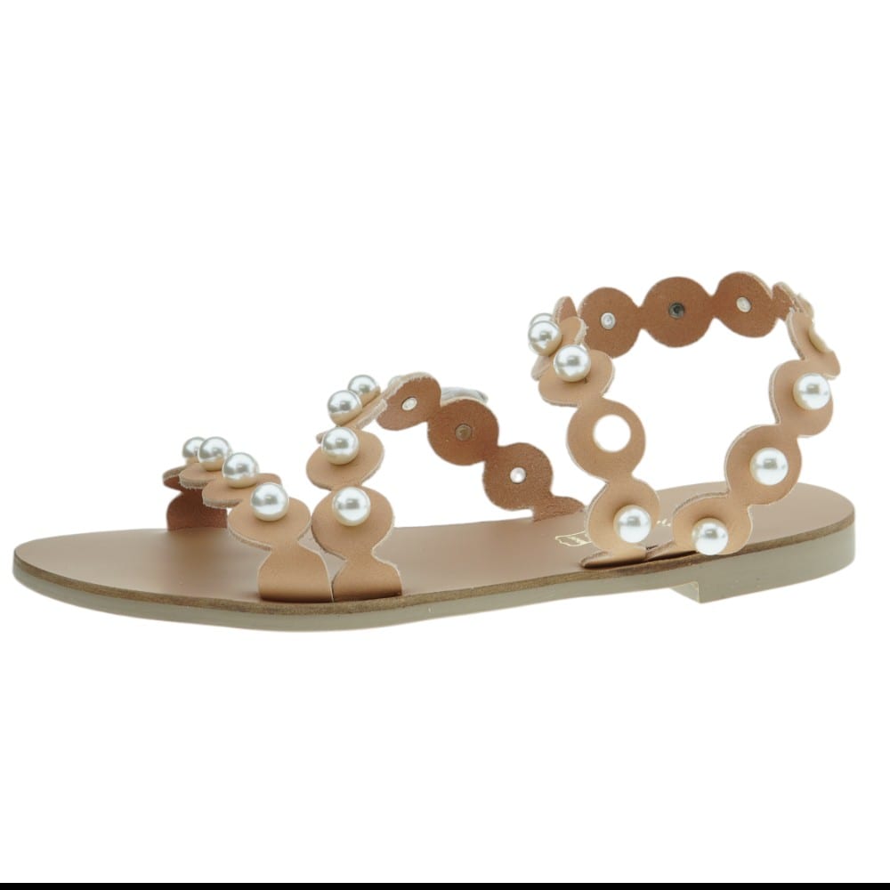 Sandalias Griegas S. Piero Adornos Perlas Natural | Carrile foto 3