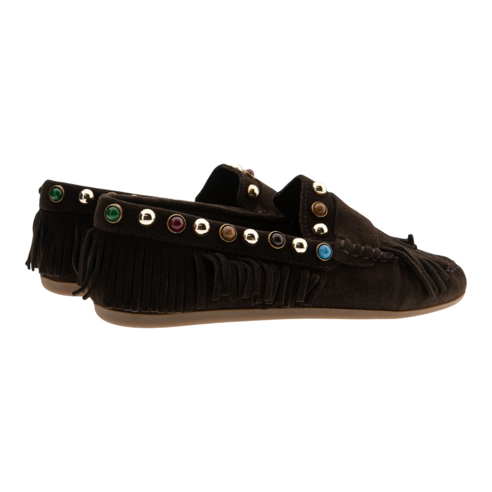 Mocasines ante marrón flecos mujer Inuovo | Zapatos boho foto 4