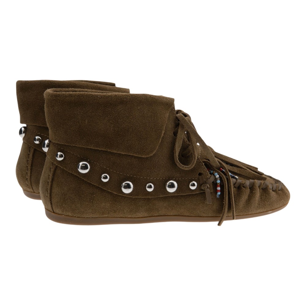 Botines ante cuero flecos planos Inuovo | Botines boho mujer foto 4