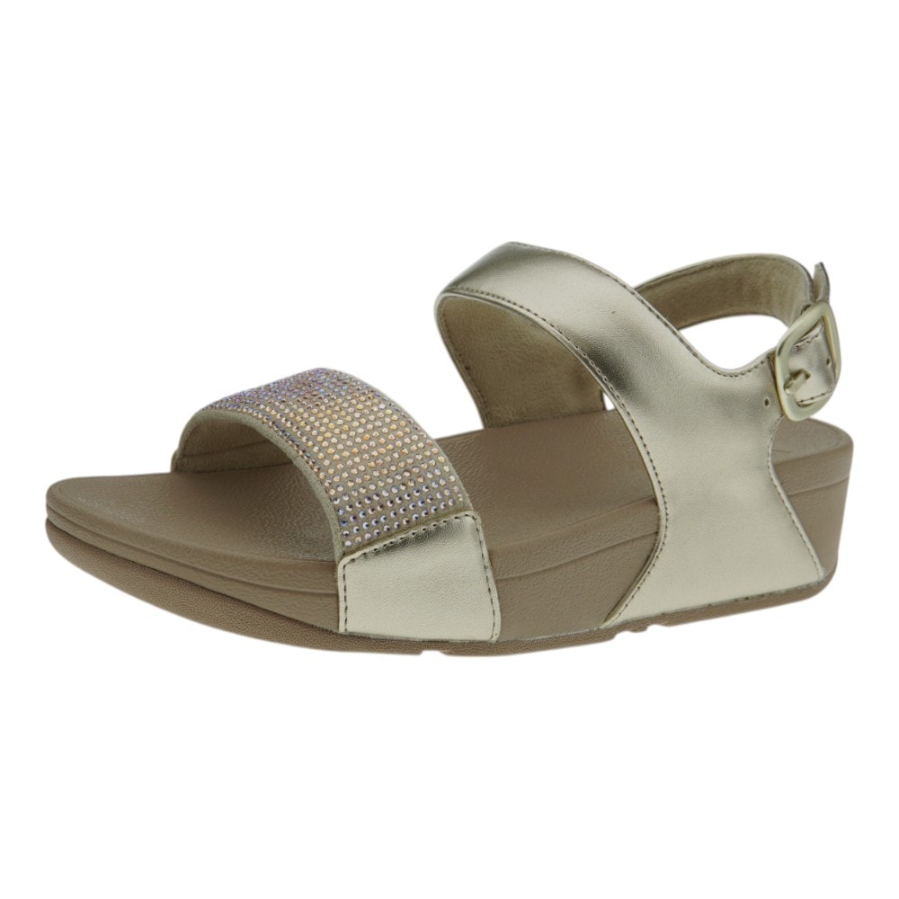 Sandalias plataforma mujer doradas con brillo | Fit Flop foto 3