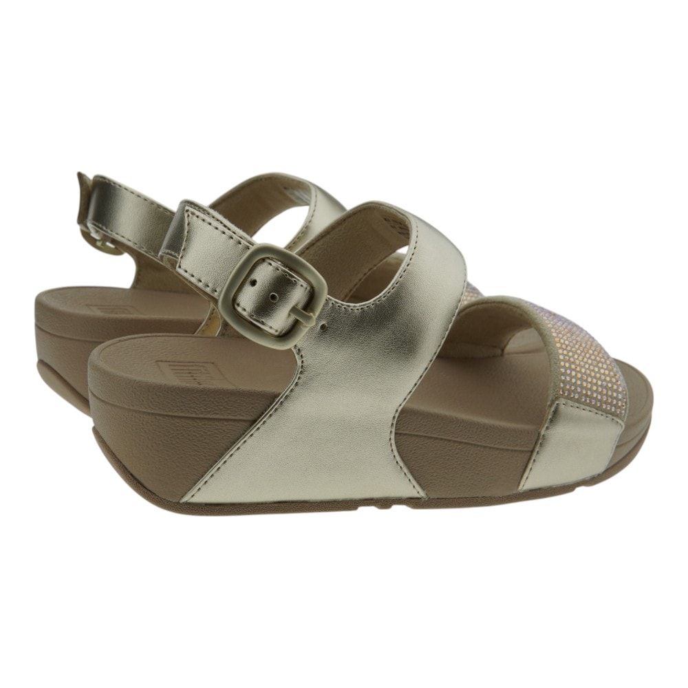 Sandalias plataforma mujer doradas con brillo | Fit Flop foto 4