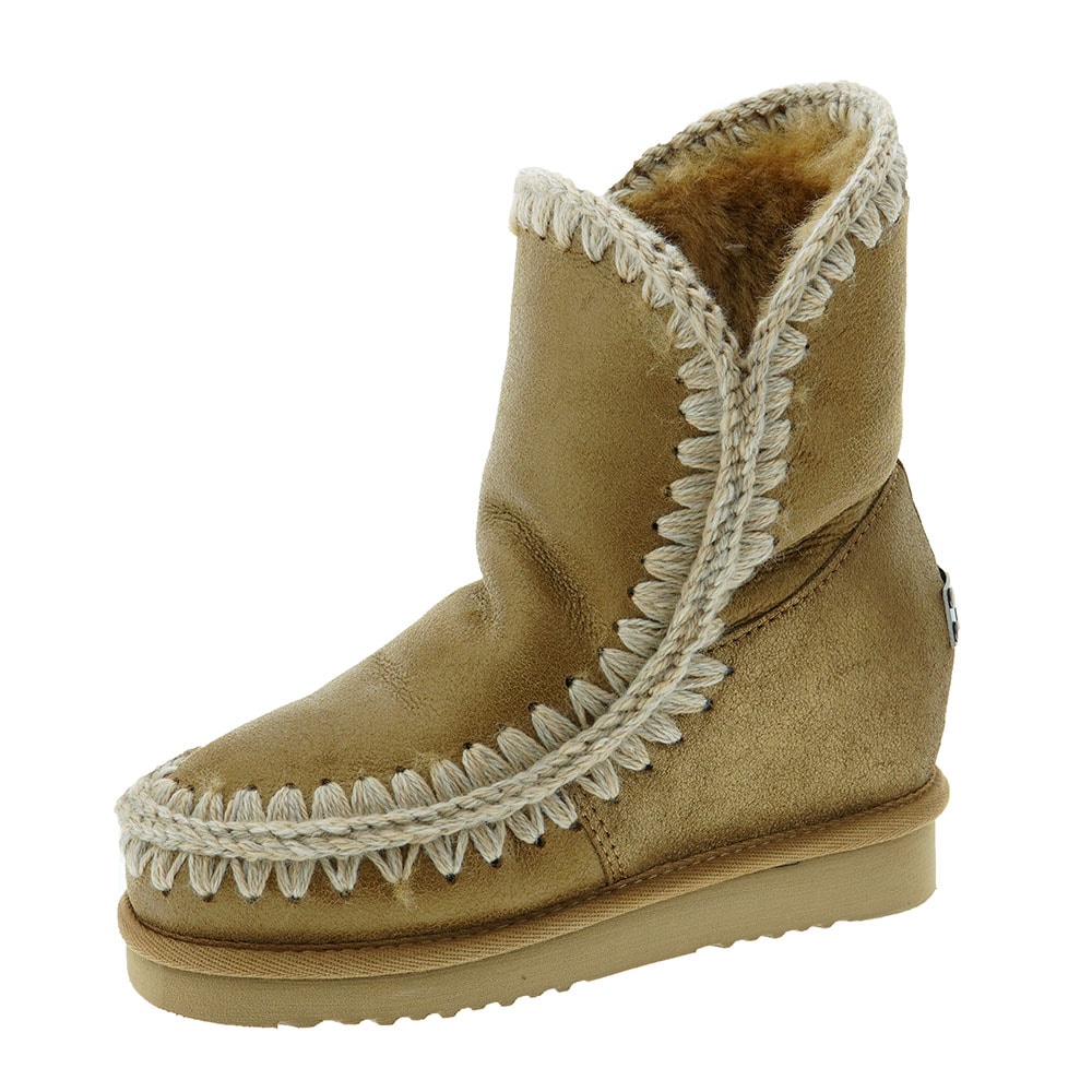  Bota furry cuña costuras lana Mou Eskimo Inner Wedge Short foto 3