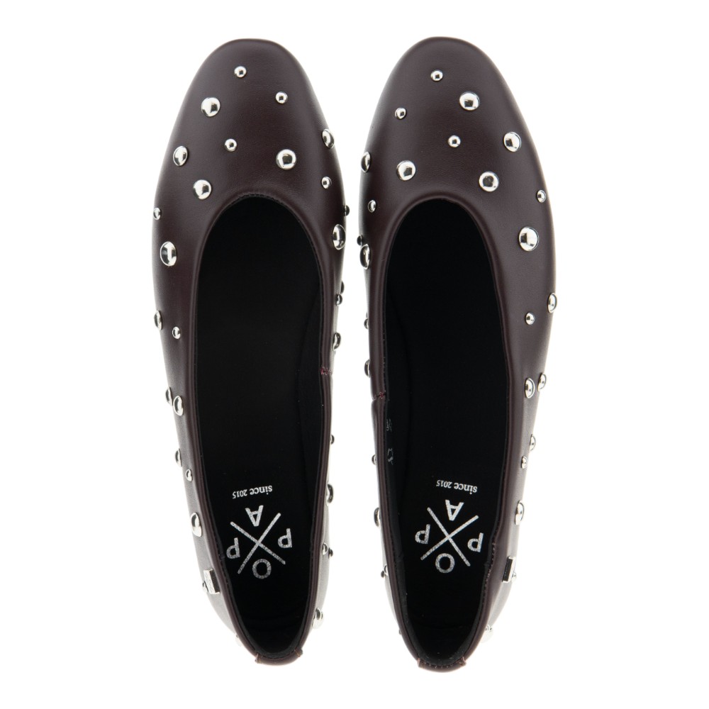 Bailarinas negras y burdeos tachuelas – Popa foto 2