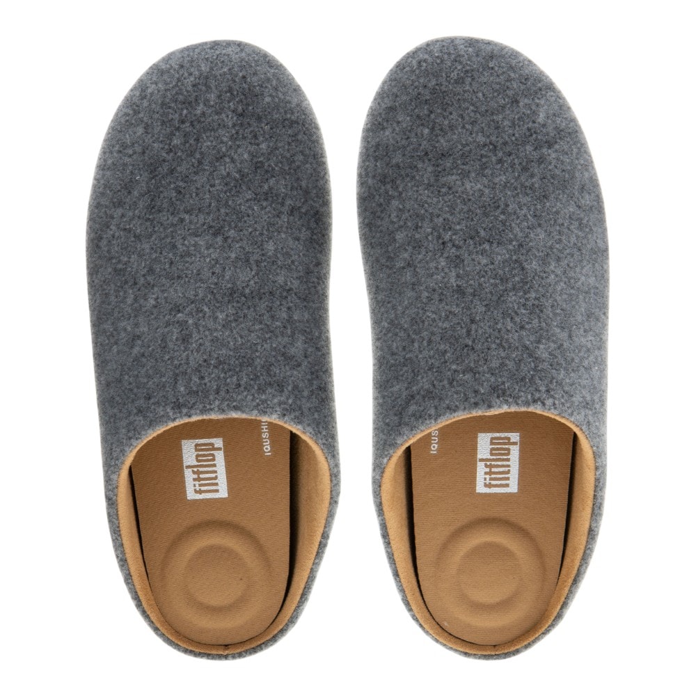 Zapatillas de casa mujer FitFlop de fieltro – Gris y Taupe foto 2