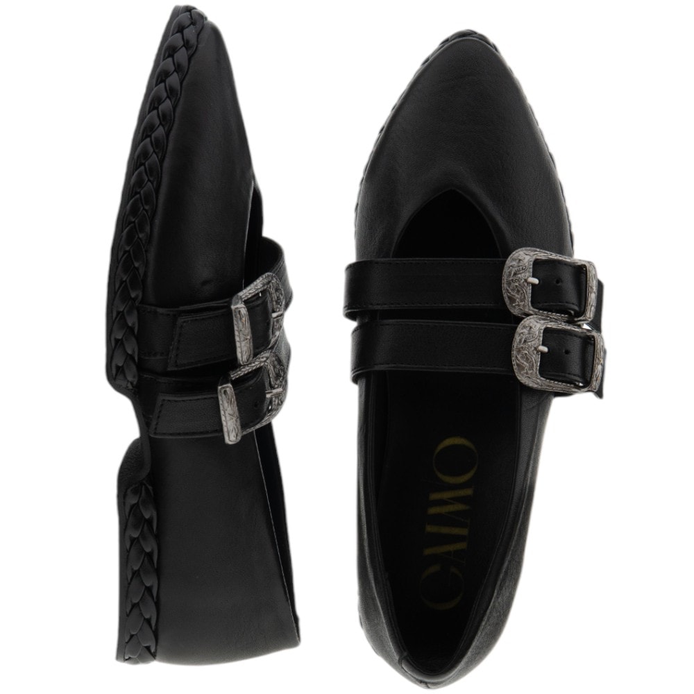 Bailarinas con hebillas de mujer en color negro y taupe – Gaimo foto 2