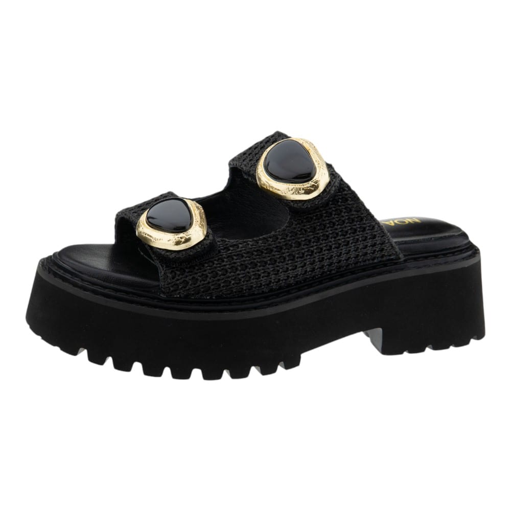 Sandalias plataforma mujer Noa Harmon con piedras doradas | Altura y estilo con diseño natural foto 3