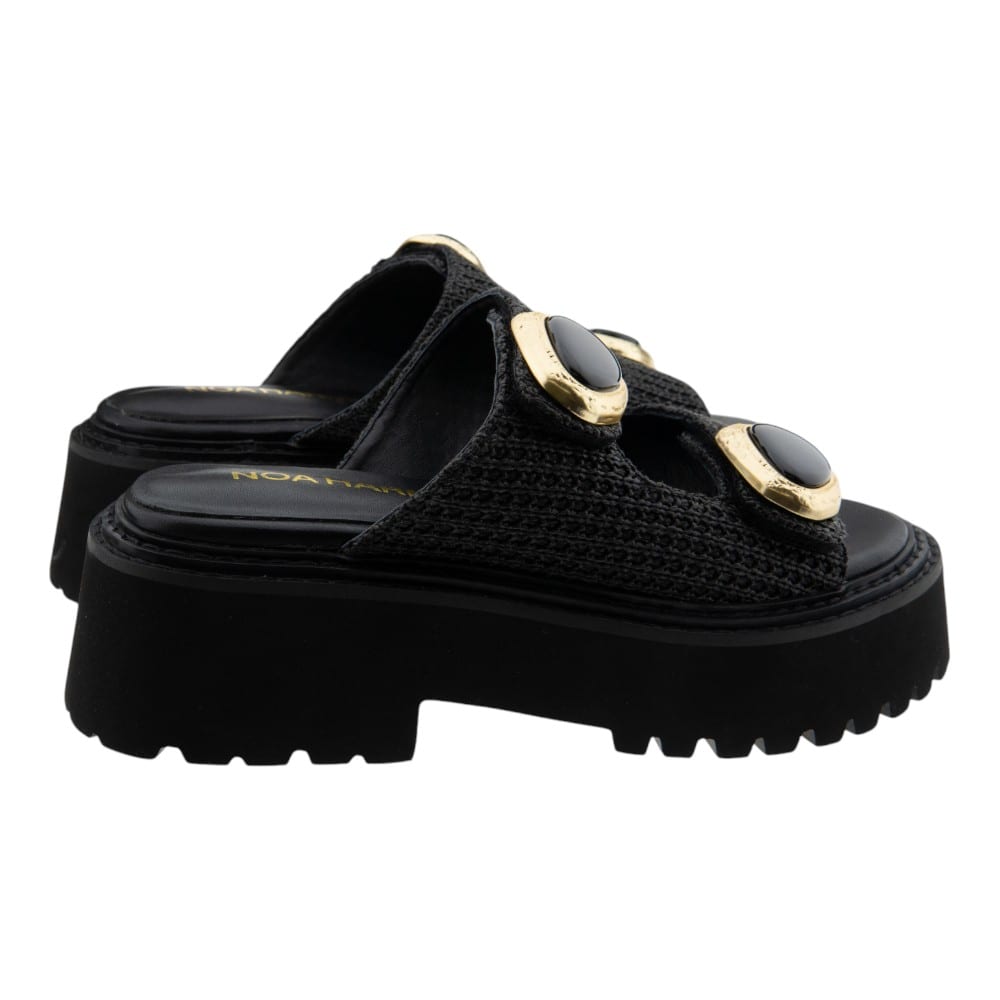 Sandalias plataforma mujer Noa Harmon con piedras doradas | Altura y estilo con diseño natural foto 4