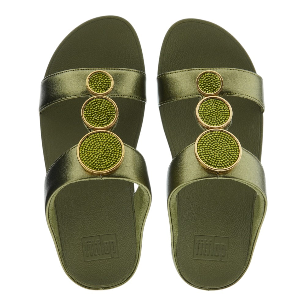 Sandalias ergonómicas mujer en dorado o verde con detalle metálico | Fit Flop foto 2