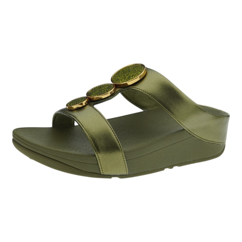Sandalias ergonómicas mujer en dorado o verde con detalle metálico | Fit Flop foto 3