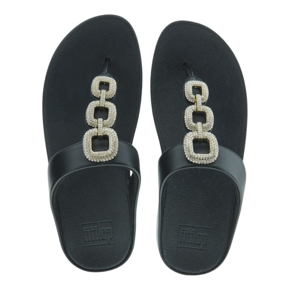 Sandalias dedo cuña negras o blancas con brillos | Fit Flop foto 2