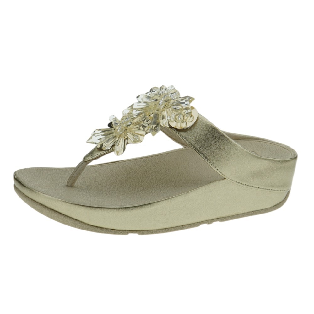 Sandalias dedo doradas cuña Fitflop con pedrería foto 3