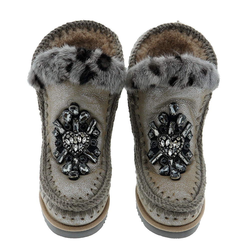 Botas esquimo adorno cristales Mou Inner Wedge Front Heart Patch foto 2