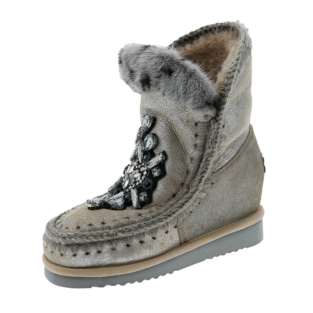 Botas esquimo adorno cristales Mou Inner Wedge Front Heart Patch foto 3