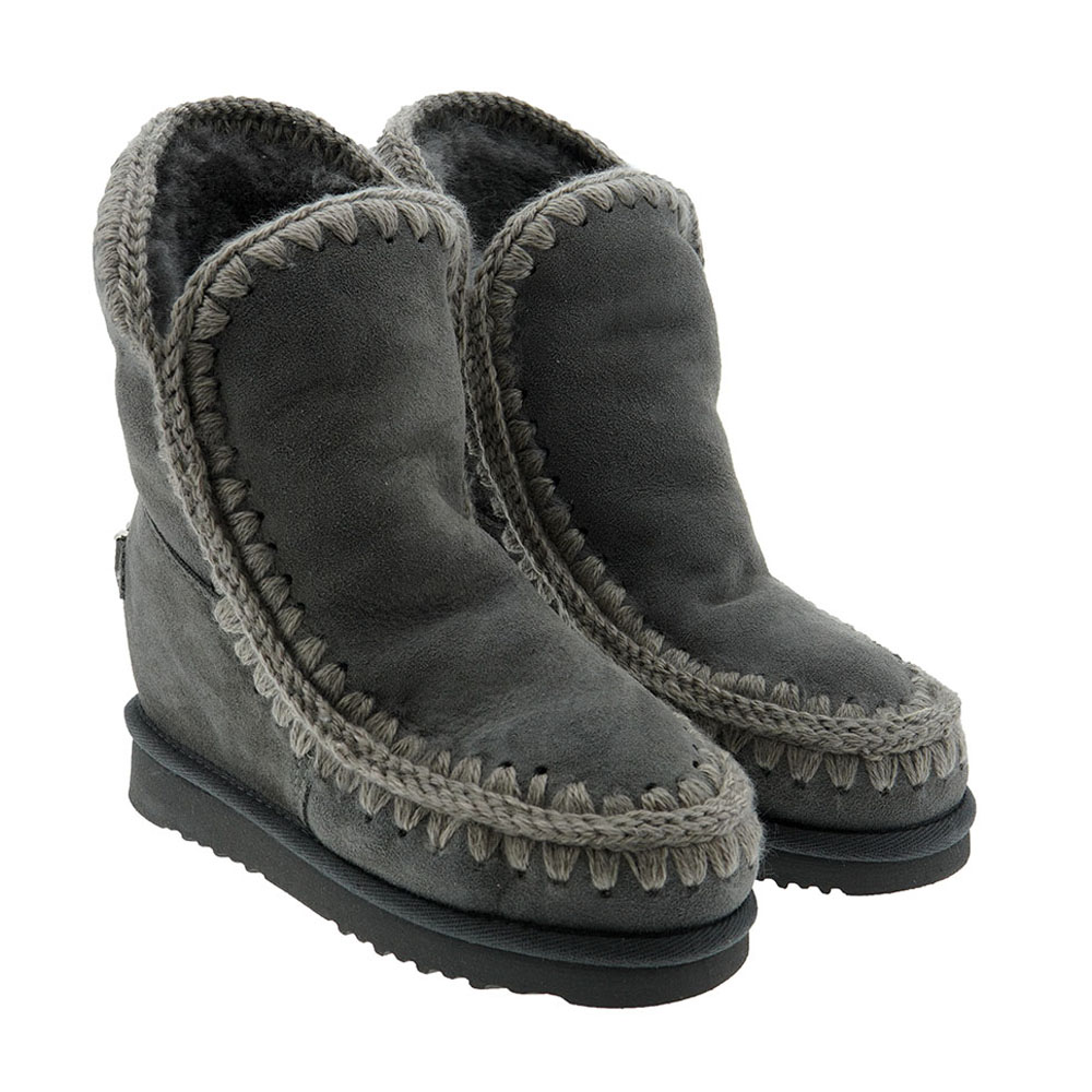 Botas esquimal piel cordero cuña Mou Inner Wedge Short Big Metal Logo