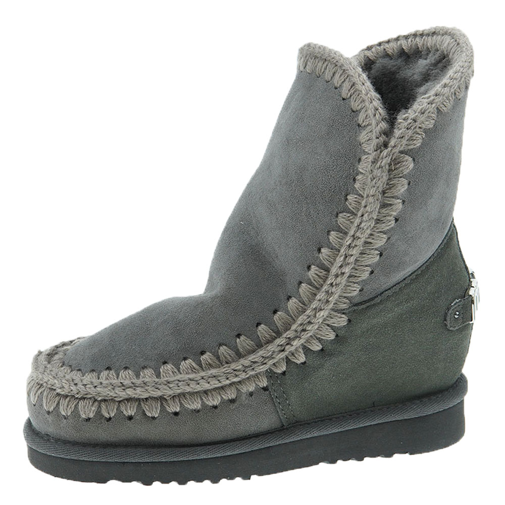 Botas esquimal piel cordero cuña Mou Inner Wedge Short Big Metal Logo foto 3