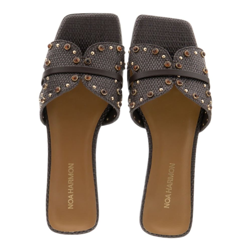 Sandalias planas rafia tachas Noa Harmon foto 2