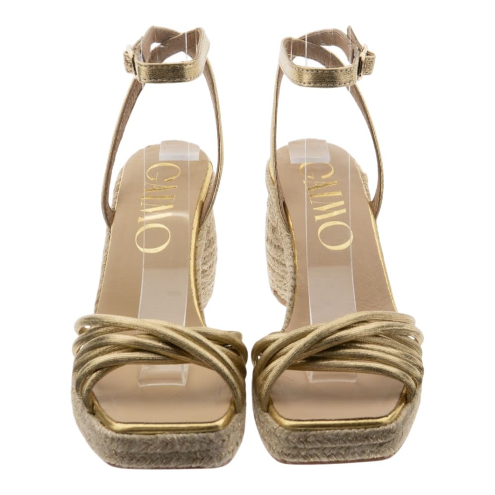 Sandalias doradas cáñamo tacón Gaimo foto 2