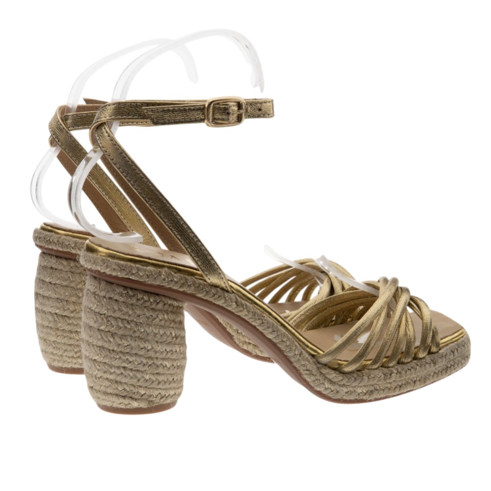 Sandalias doradas cáñamo tacón Gaimo foto 4