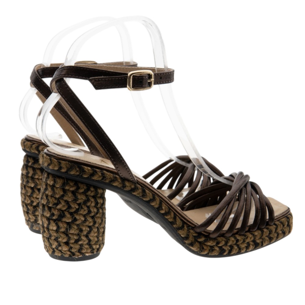 Sandalia tipo alpargata marrón tacón cáñamo Gaimo foto 4