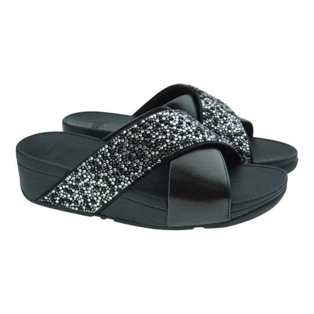 Sandalias negras cuña brillantes FitFlop JE2-090