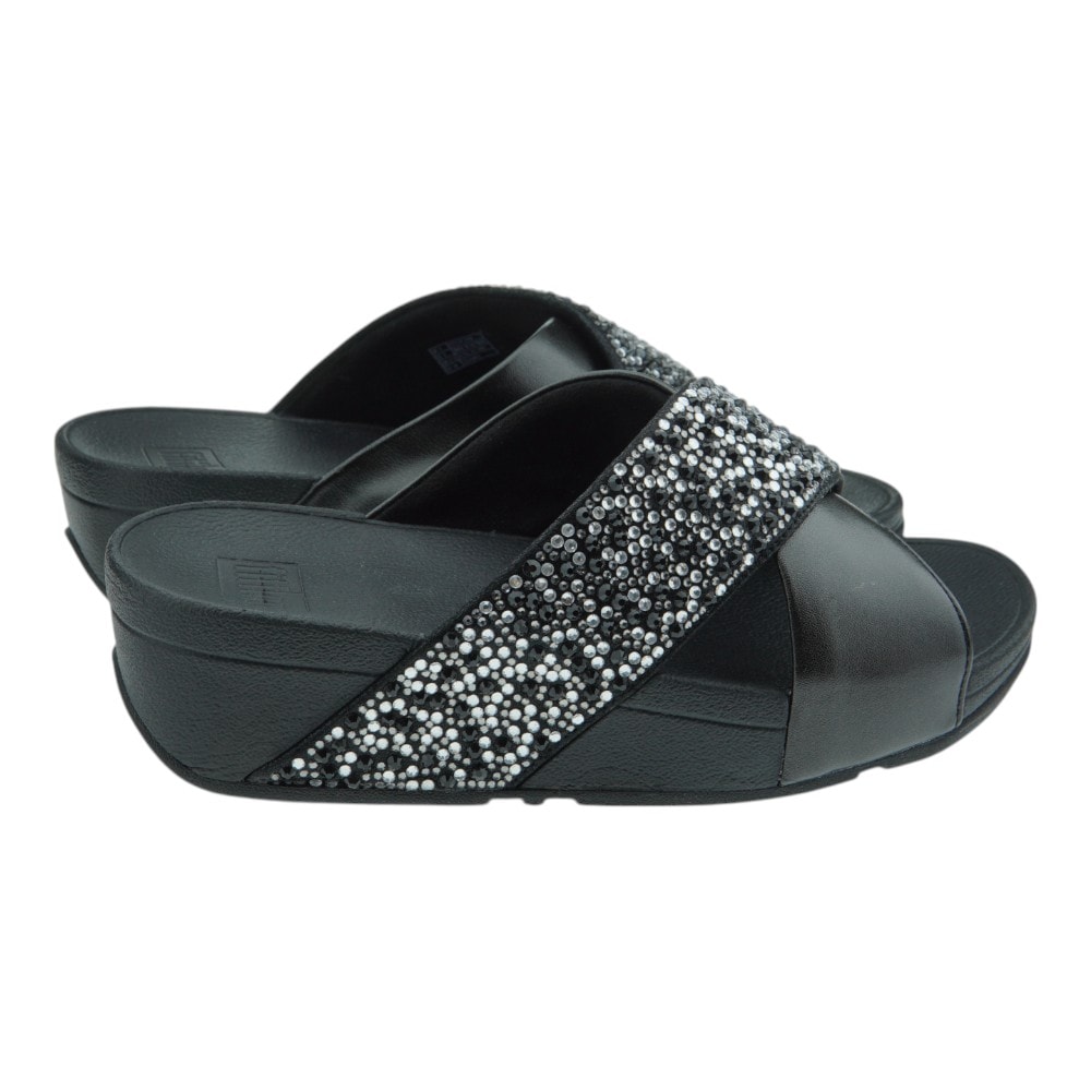 Sandalias negra cuña brillantes Fitflop - elegancia y confort foto 4