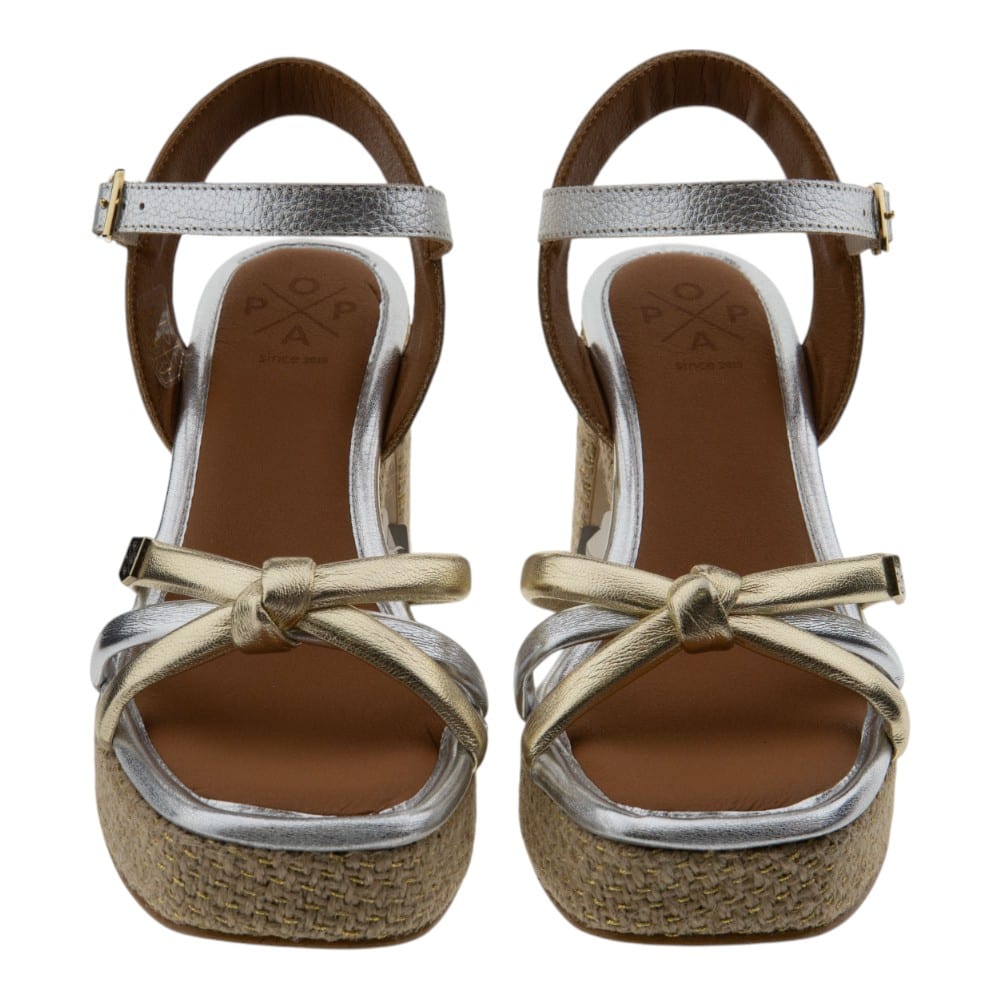 Sandalias tacón mujer Popa doradas y plateadas – Diseño exclusivo en Carrile foto 2
