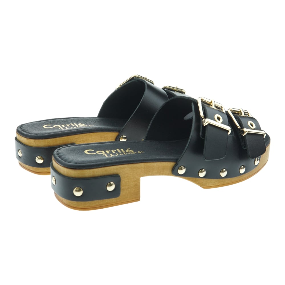 Sandalia pala doble hebilla tacón madera Tiziana Julia-Tira foto 4