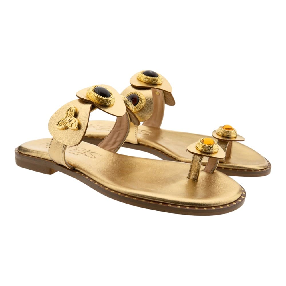 Sandalias Kotris doradas dedo y piedras K-3021
