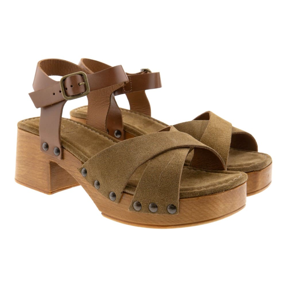 Sandalias tacón madera ante cuero Go Woman M-9 4210