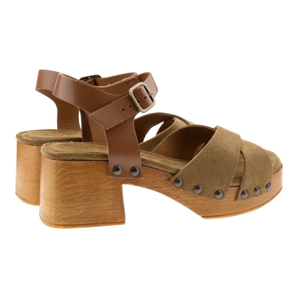 Sandalias tacón madera ante cuero Go Woman foto 4
